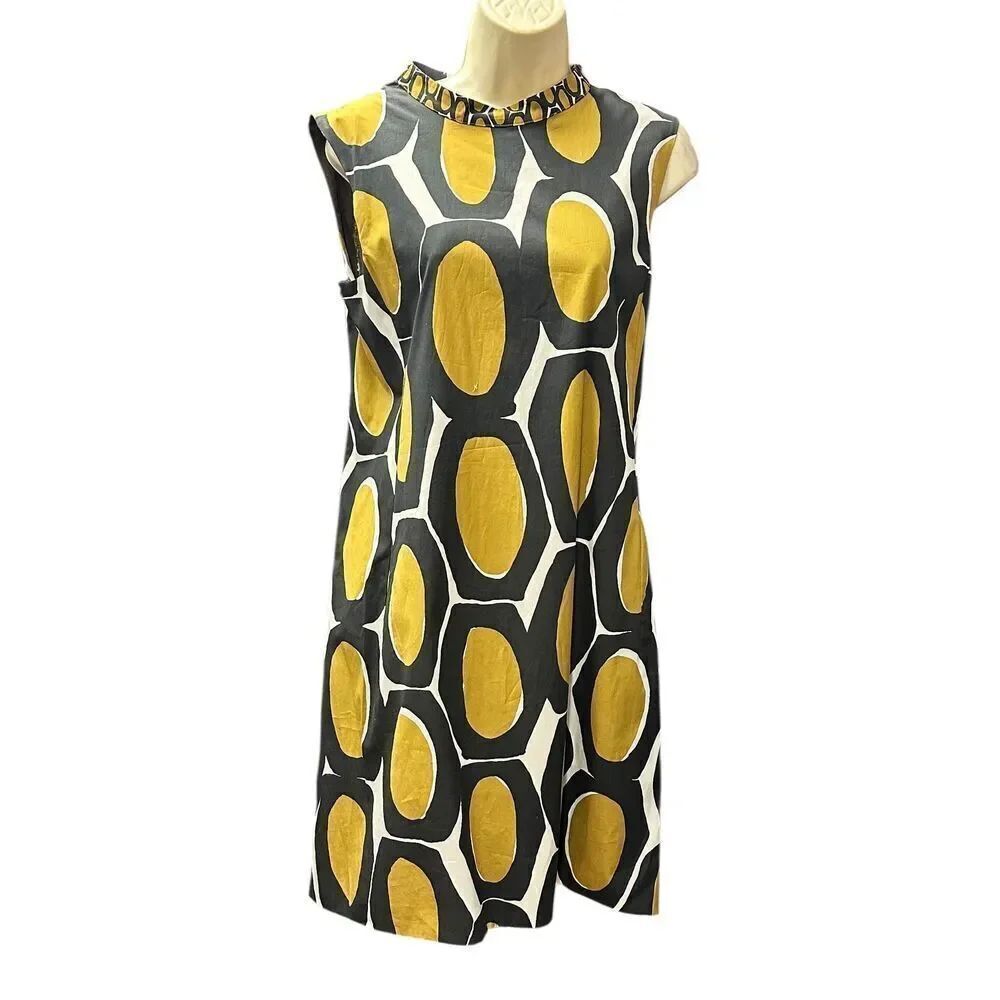S Max Mara 100% Cotton Geometric Print Dress NWT Size 4